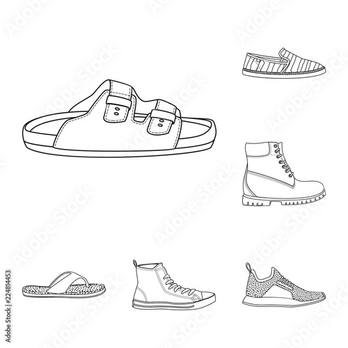 Vector illustration of man and foot logo. Set of man and wear vector icon for stock.