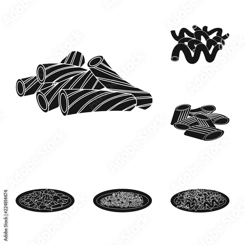 Isolated object of pasta and carbohydrate sign. Set of pasta and macaroni stock symbol for web.