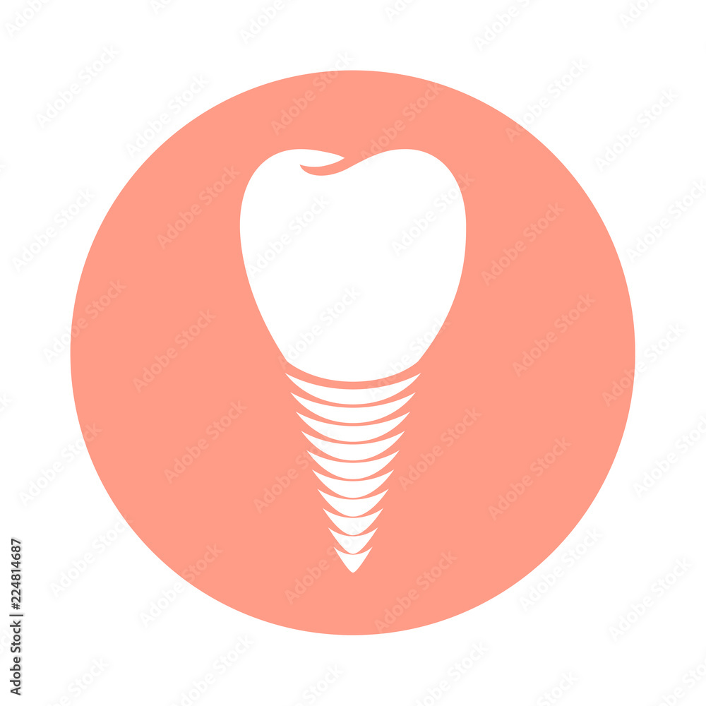 Tooth dental implant icon. Symbol dentistry and innovation technology future in medical science. Sign tooth implant. Vector illustration