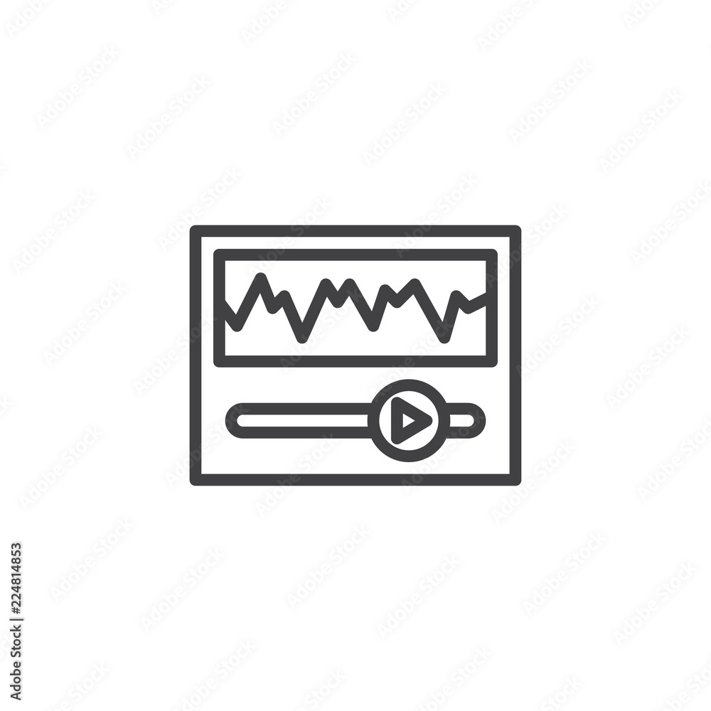 Audio Player with sound wave outline icon. linear style sign for mobile concept and web design. Music equalizer simple line vector icon. Symbol, logo illustration. Pixel perfect vector graphics
