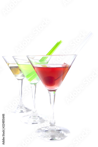 Set of multi-colored cocktails
