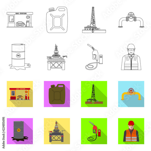 Vector illustration of oil and gas icon. Set of oil and petrol vector icon for stock.