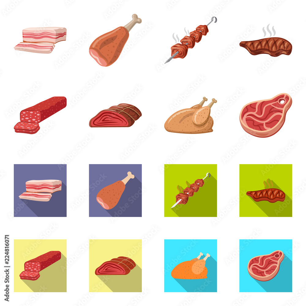 Vector design of meat and ham icon. Collection of meat and cooking vector icon for stock. Vector design of meat and ham icon. Collection of meat and cooking vector icon for stock.