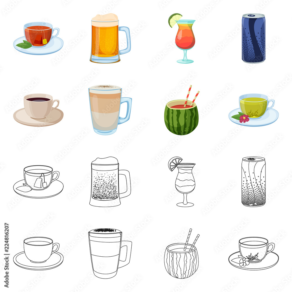 Vector design of drink and bar icon. Set of drink and party stock vector illustration. Vector design of drink and bar icon. Set of drink and party stock vector illustration.