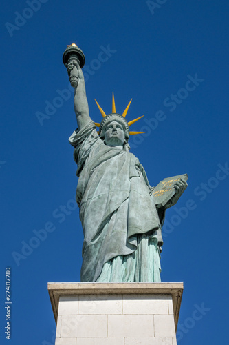 statue of Liberty  in Paris on the ile aux Cygnes, an island in the Seine, Paris, France