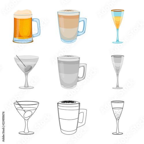 Isolated object of drink and bar logo. Collection of drink and party vector icon for stock.