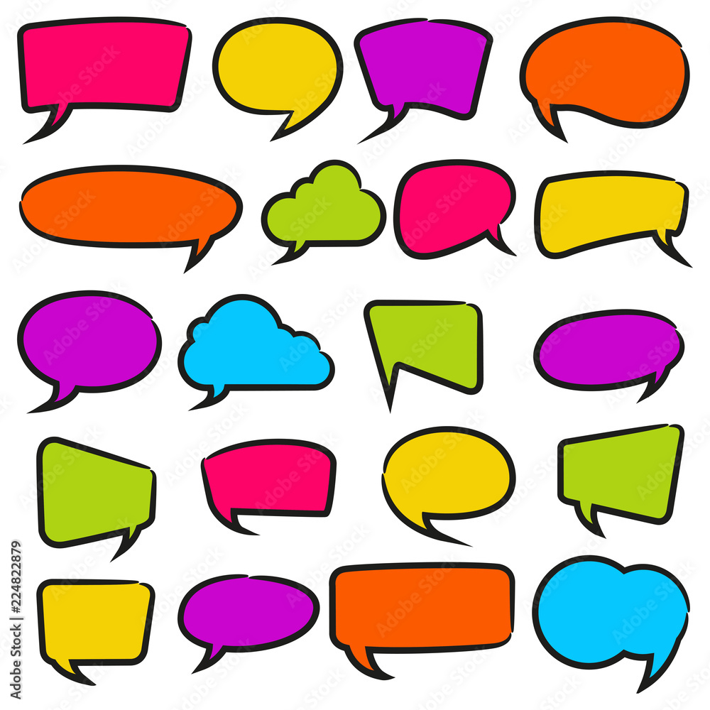 colorful comic speech bubble and dialogue set colorful comic speech bubble and dialogue set
