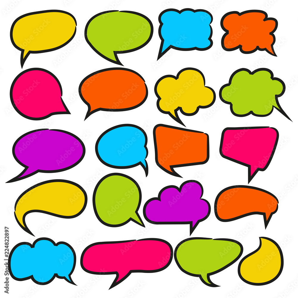 colorful comic speech bubble and dialogue set colorful comic speech bubble and dialogue set