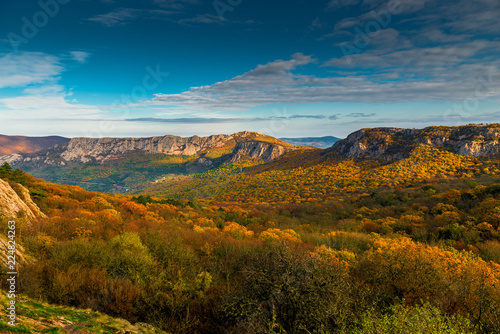 mountain valley autumn landscape on a sunny day © kosmos111