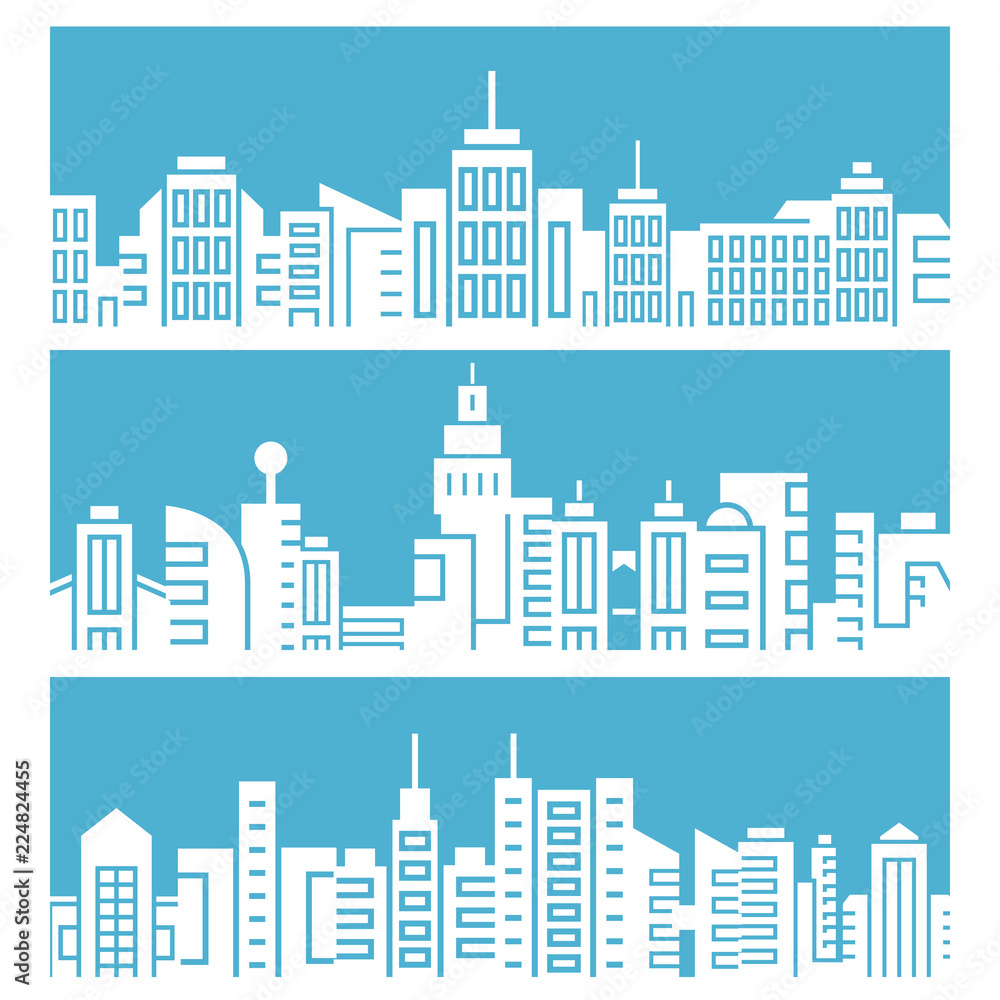 city skyline on blue background city skyline on blue background