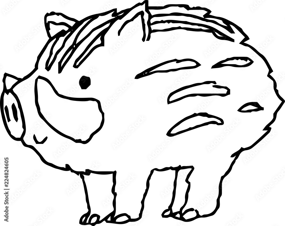 Monochrome Graffiti of cute wild boar Monochrome Graffiti of cute wild boar