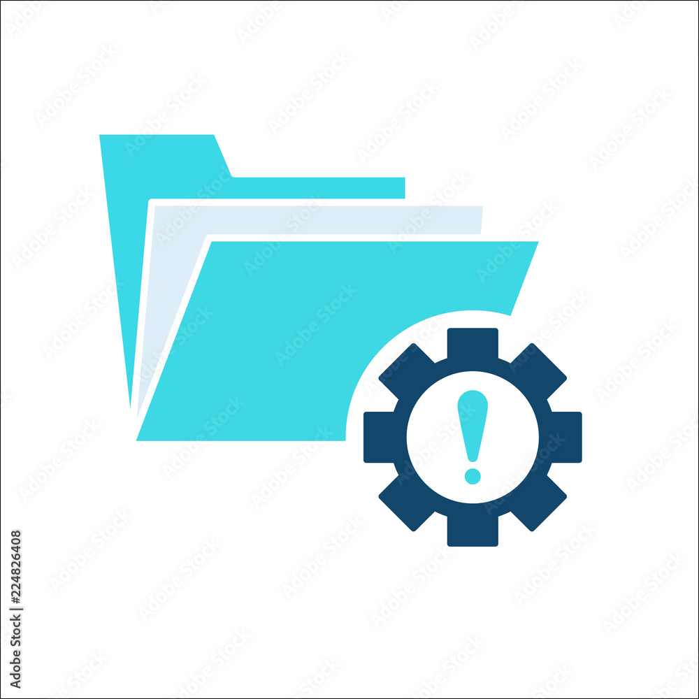 Project Management icon, data management, folder, project goals, task management icon with exclamation mark. Project Management icon and alert, error, alarm, danger symbol Project Management icon, data management, folder, project goals, task management icon with exclamation mark. Project Management icon and alert, error, alarm, danger symbol
