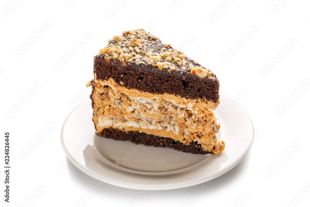 A piece of cake, isolated on a white background A piece of cake, isolated on a white background