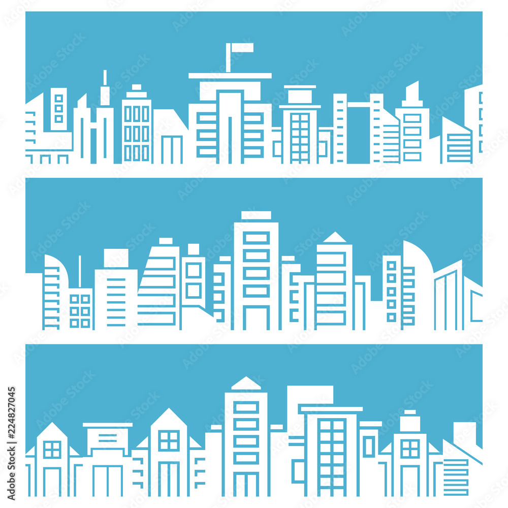city skyline on blue background city skyline on blue background