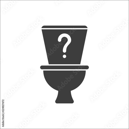 Toilet icon, Bathroom, restroom icon with question mark. Toilet icon and help, how to, info, query symbol