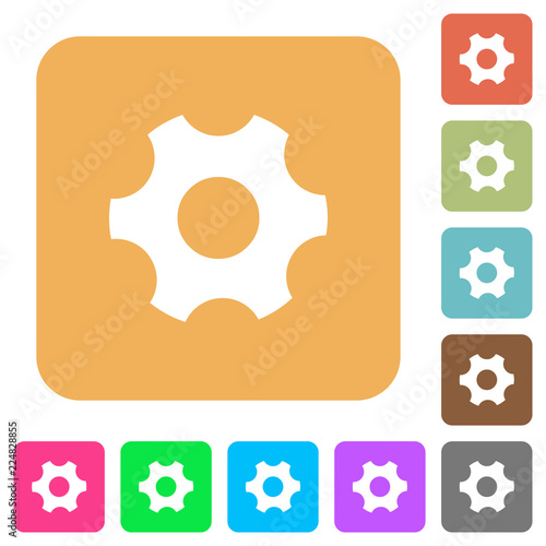 Single cogwheel rounded square flat icons