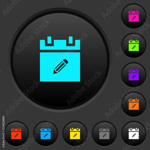 Edit schedule item dark push buttons with color icons
