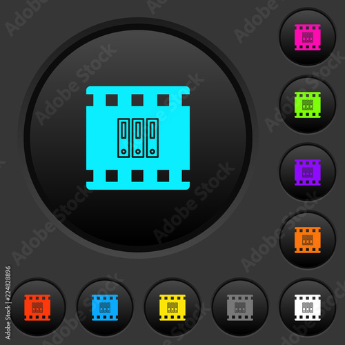 Archive movie dark push buttons with color icons