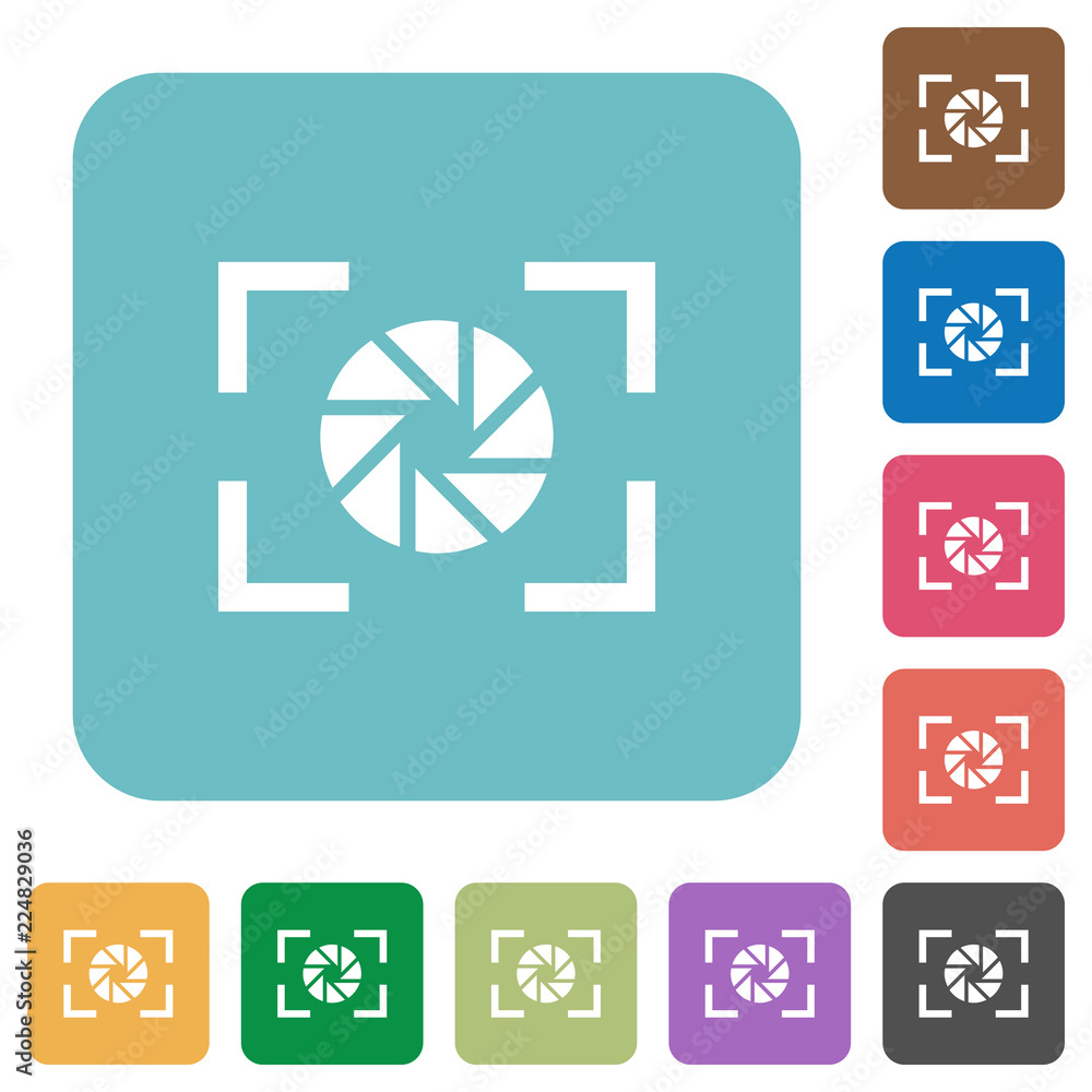 Camera aperture setting rounded square flat icons Camera aperture setting rounded square flat icons