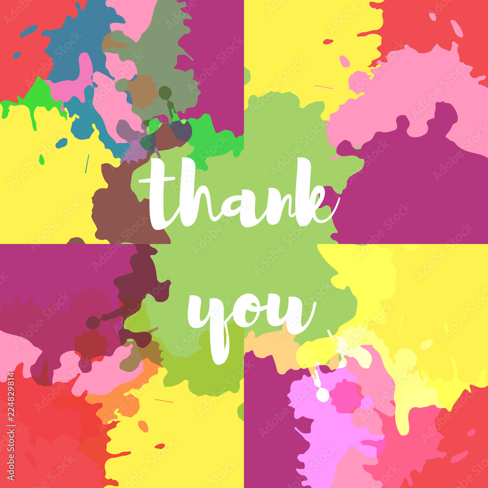 Obraz premium Vector. thank you on abstract multicolored spots