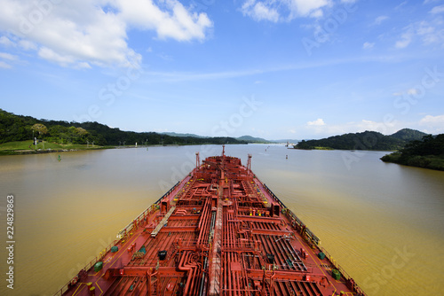 Ship transiting Panama Canal
