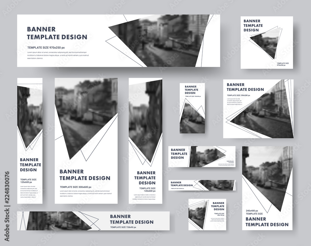 © olegphotor - Set of vector white banners with triangles for a photo and a stroke. © olegphotor - Set of vector white banners with triangles for a photo and a stroke.