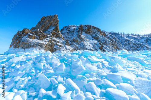 Khoboy cape, Olkhon island, Baikal lake, Russia. photo