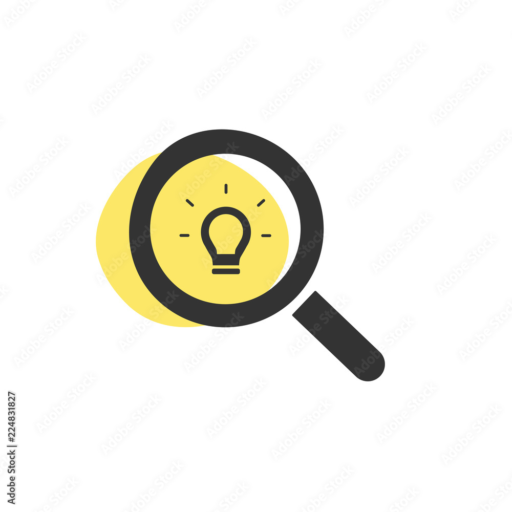 Magnifying glass looking for an idea isolated web icon Magnifying glass looking for an idea isolated web icon