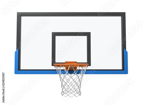 3d rendering of a basketball hoop with an empty basket and transparent backboard. photo