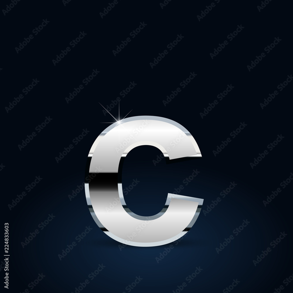 Chrome vector letter C lowercase isolated on black background Chrome vector letter C lowercase isolated on black background