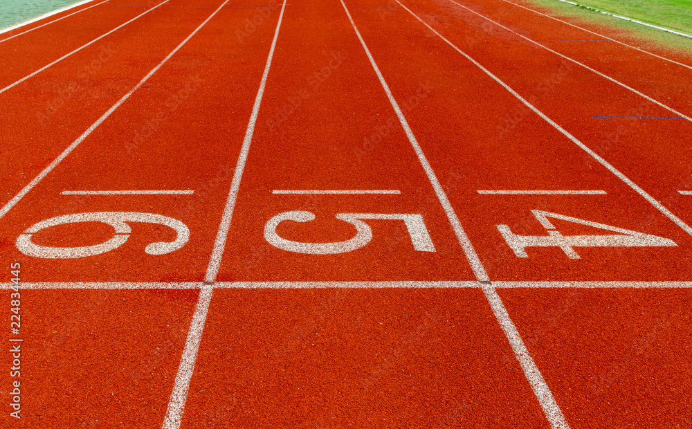 Running track with Number, starting runner