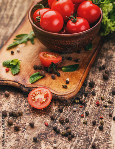 Fresh vegetables on a wooden background