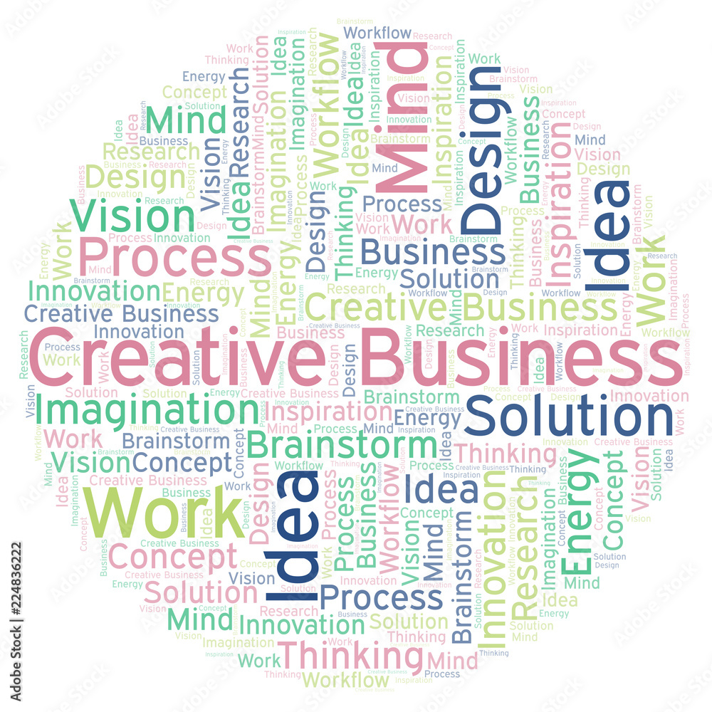 Creative Business word cloud, made with text only.