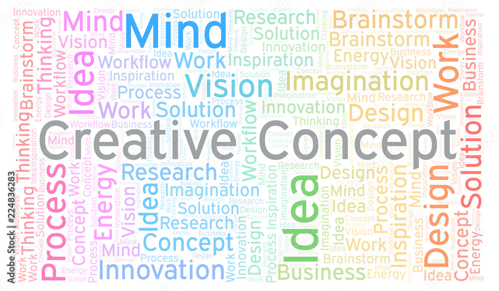 Creative Concept word cloud, made with text only.