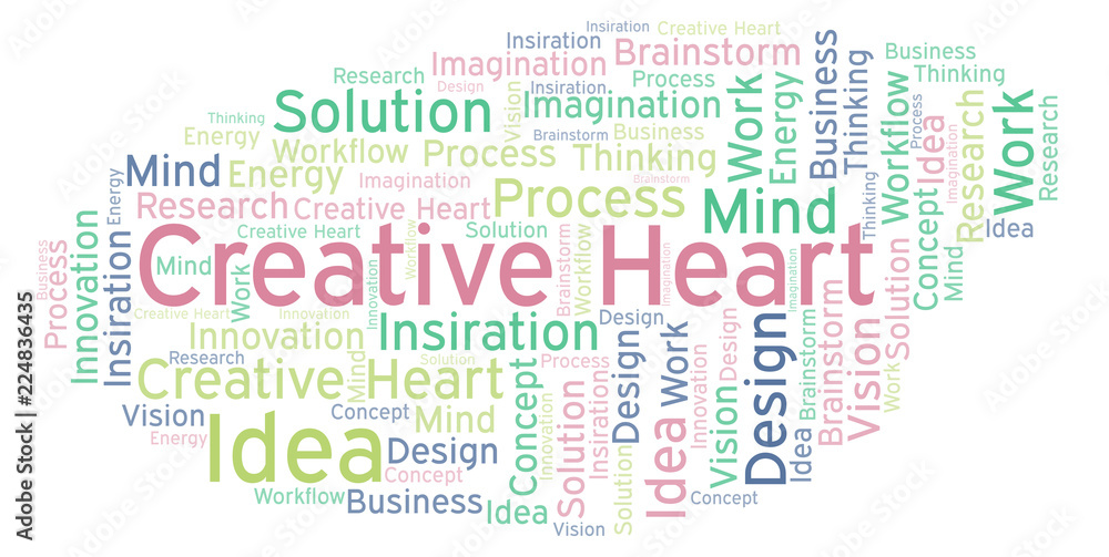 Creative Heart word cloud, made with text only.