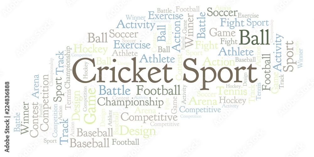 Cricket Sport word cloud. Cricket Sport word cloud.