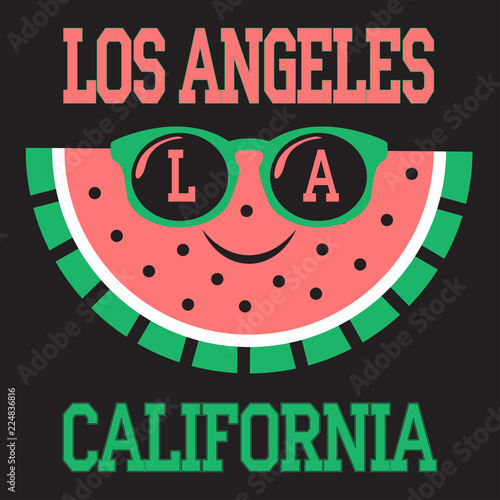 Los Angeles Athletics typography stamp, California t-shirt vector emblem graphics, vintage sport wear design illustration Cute watermelon vector