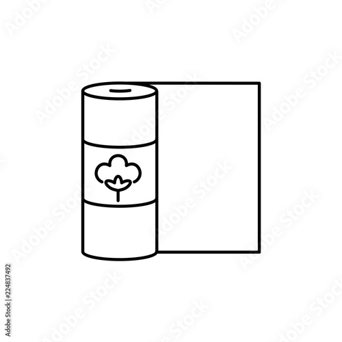 Black & white vector illustration of cotton quilt batting. Line icon of quilting, patchwork & sewing material. Isolated on white background.