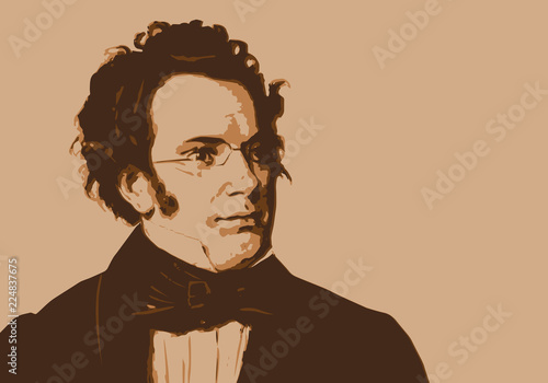 Schubert, musicien, portrait, personnage, musique, célèbre, classique, compositeur, visage