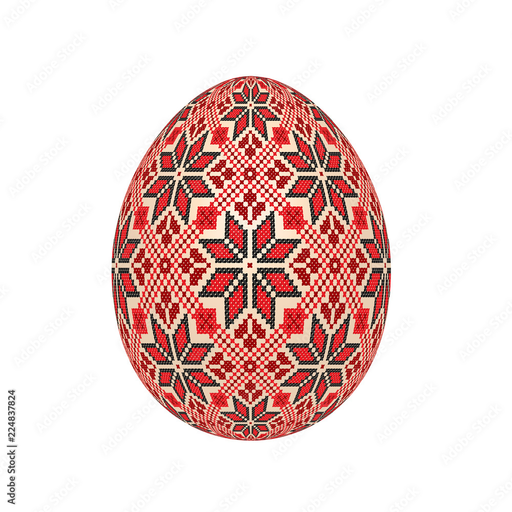 the easter egg with ukrainian cross-stitch ethnic pattern. pysanka ornament. isolated vector. the easter egg with ukrainian cross-stitch ethnic pattern. pysanka ornament. isolated vector.