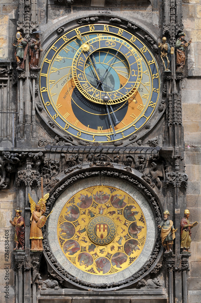 Obraz premium A view of the historic Prague Orloj Astronomical Clock in the city of Prague, Czech Republic.