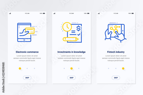 Electronic commerce, Investments in knowledge, Fintech industry Vertical Cards with strong metaphors.