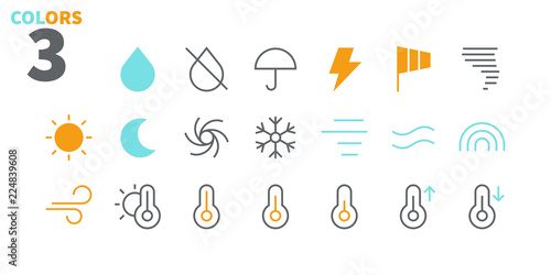 Weather UI Pixel Perfect Well-crafted Vector Thin Line Icons 48x48 Ready for 24x24 Grid for Web Graphics and Apps with Editable Stroke. Simple Minimal Pictogram Part 1-3