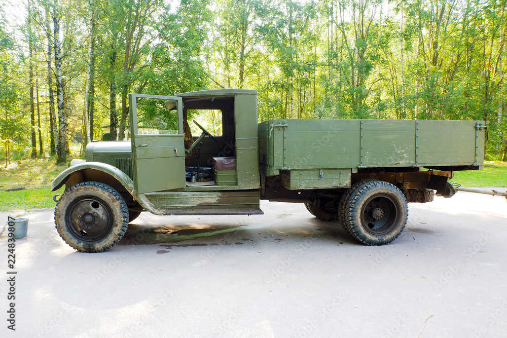 Russian military rare  truck during the second world war. The legendary retro car lorry. 