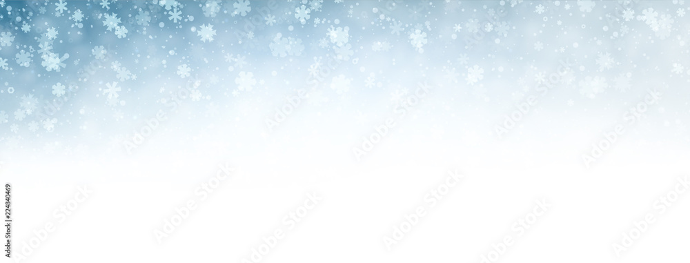 Blue blurred winter banner with snow pattern. Blue blurred winter banner with snow pattern.