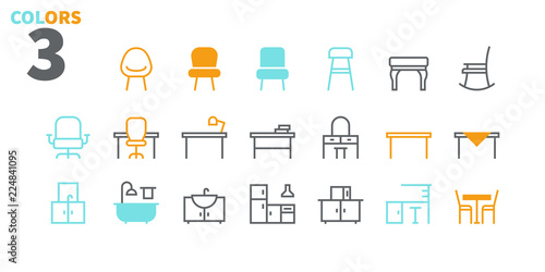Furniture UI Pixel Perfect Well-crafted Vector Thin Line Icons Web Graphics and Apps with Editable Stroke. Simple Minimal Pictogram Part 2-3