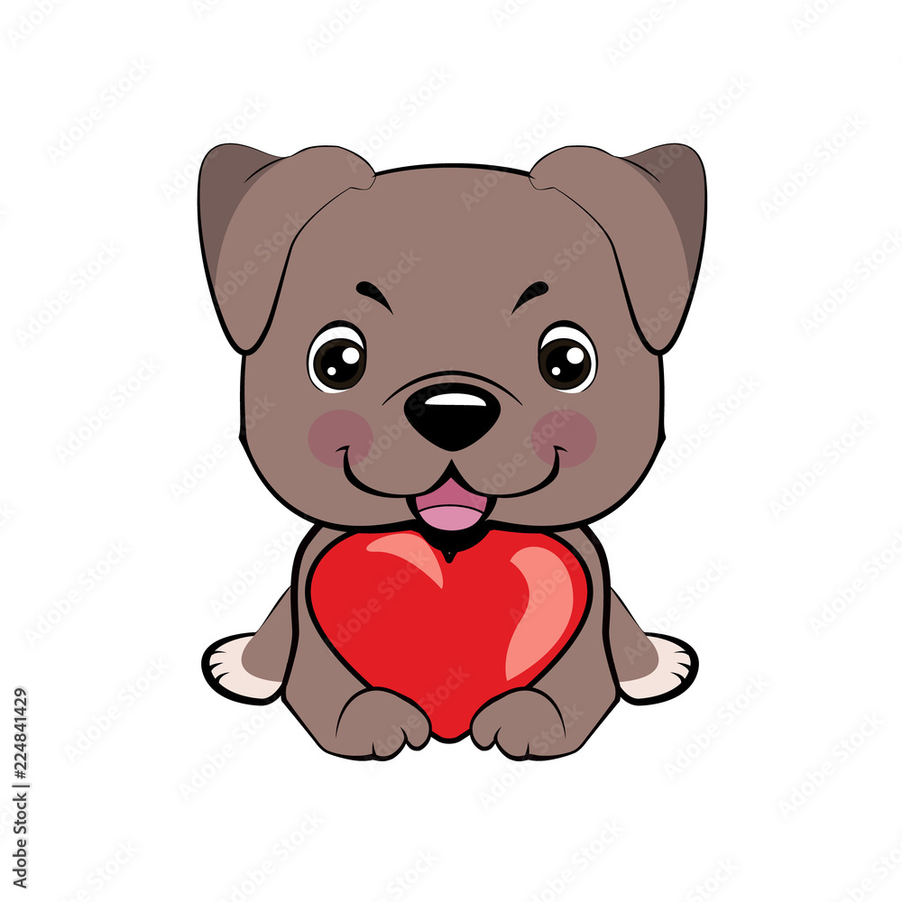Small, cute puppy with heart. Vector illustration Small, cute puppy with heart. Vector illustration