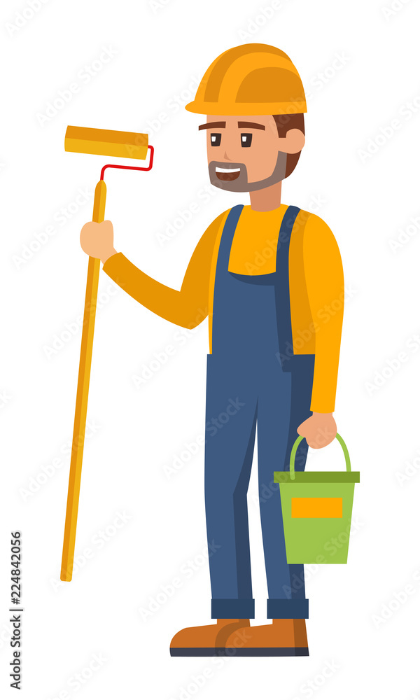 A construction worker ready to paint A construction worker ready to paint