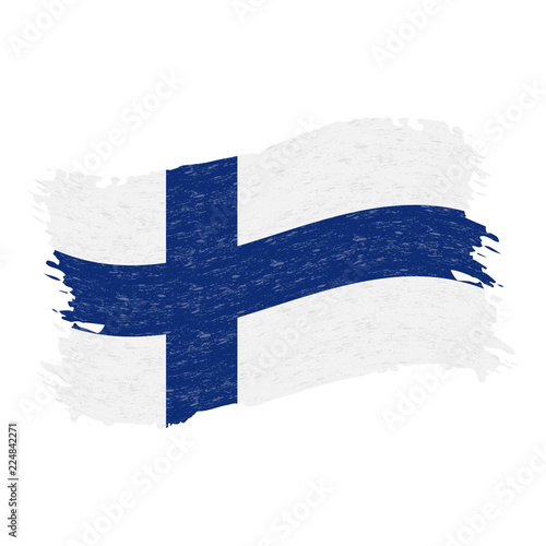 Flag of Finland, Grunge Abstract Brush Stroke Isolated On A White Background Fotobehang