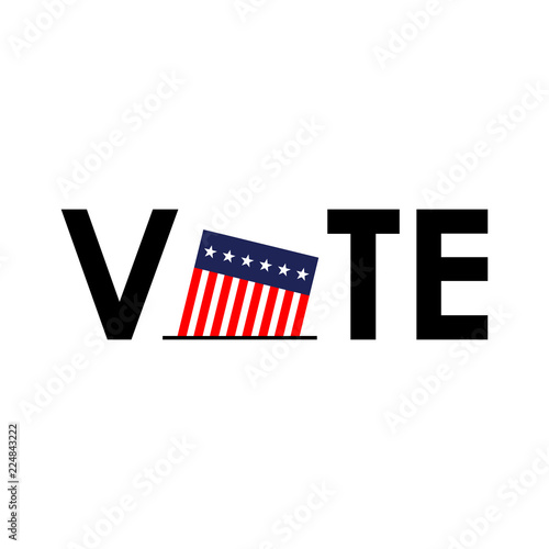 Icono plano bandera USA en VOTE